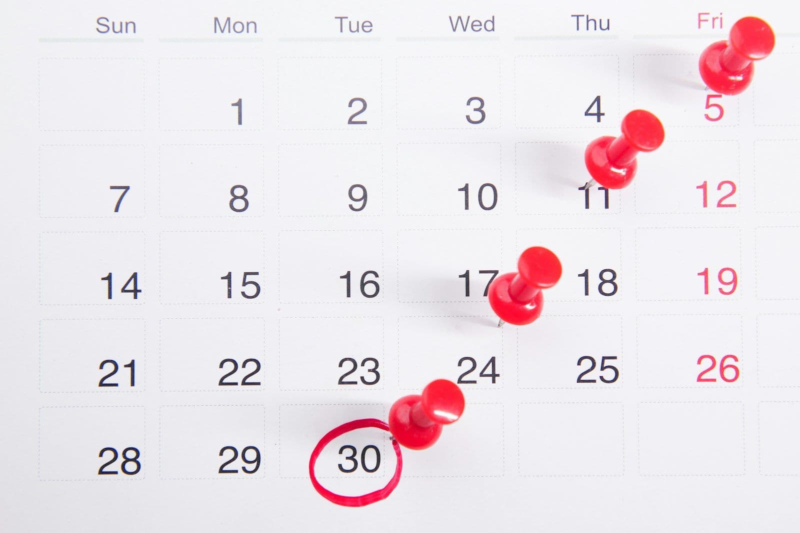 Un calendario, ilustrando el plazo de prescripción de una deuda.
