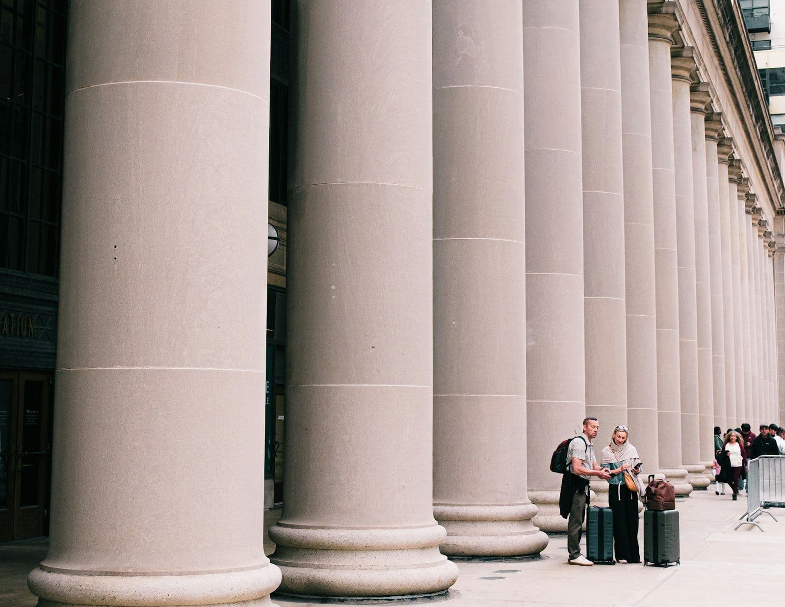 Courthouse columns, illustrating the civil nature of consumer debt and the jail myth.
