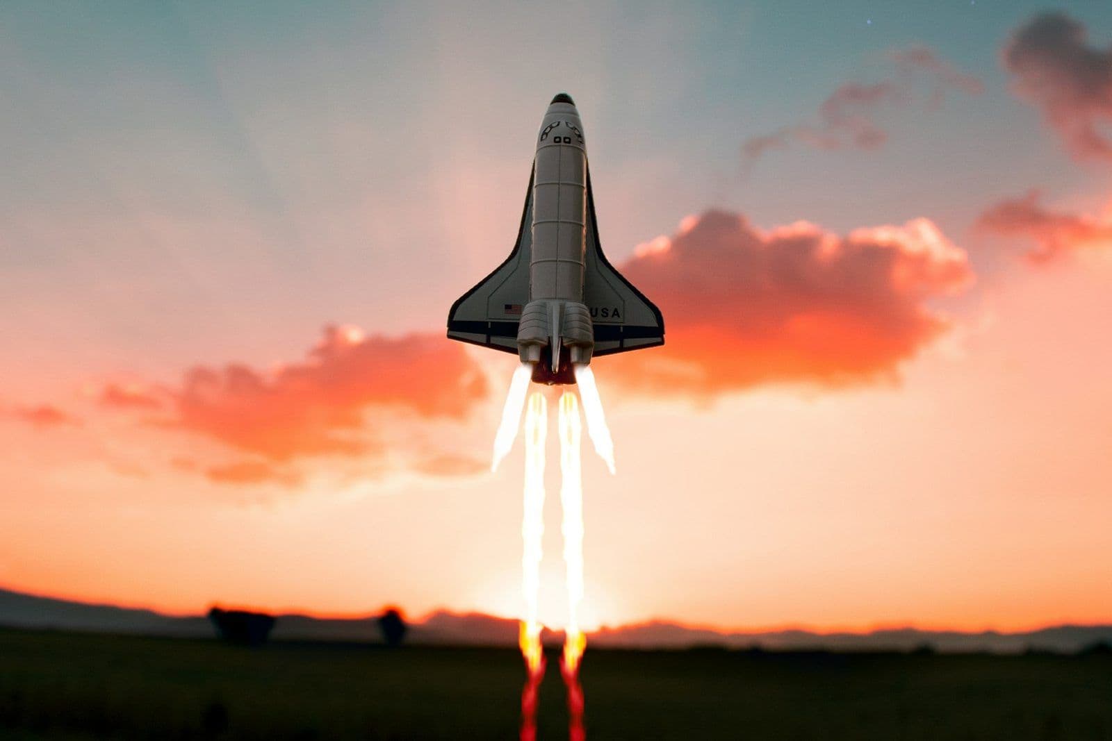 A rocket lifting off, illustrating whether Experian Boost raises credit scores.